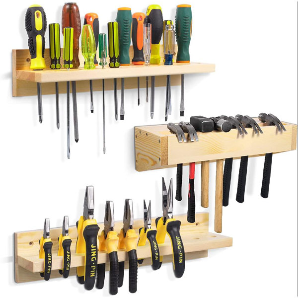 WFX Utility™ Wooden Tool Holder Organizer, Wall Tool Holder, Tool
